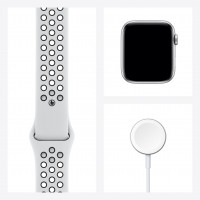 Apple Watch Nike Series 6 GPS, 44mm Silver Aluminium Case with Pure Platinum/Black Nike Sport Band - Regular