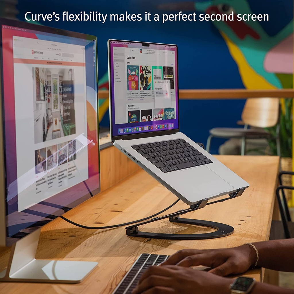 Twelve South Curve Flex | Support Ergonomique en Aluminium pour Ordinateur Portable et MacBook, réglable en Hauteur et en Inclinaison Macbook Air/ Pro  Noir Mat.