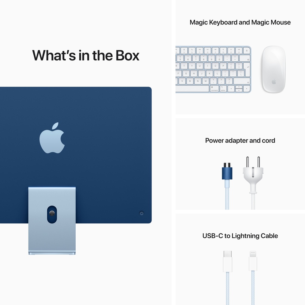 iMac 24" with Retina 4.5K display: Apple M1 chip with 8core CPU and 7core GPU, 256GB