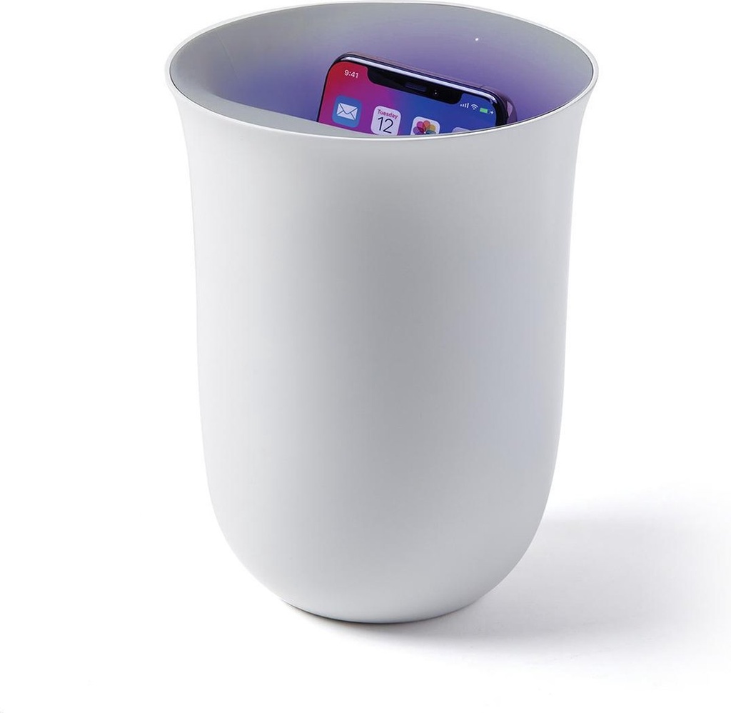 Lexon Oblio wireless charger with built-in UV sanitiser - Silver