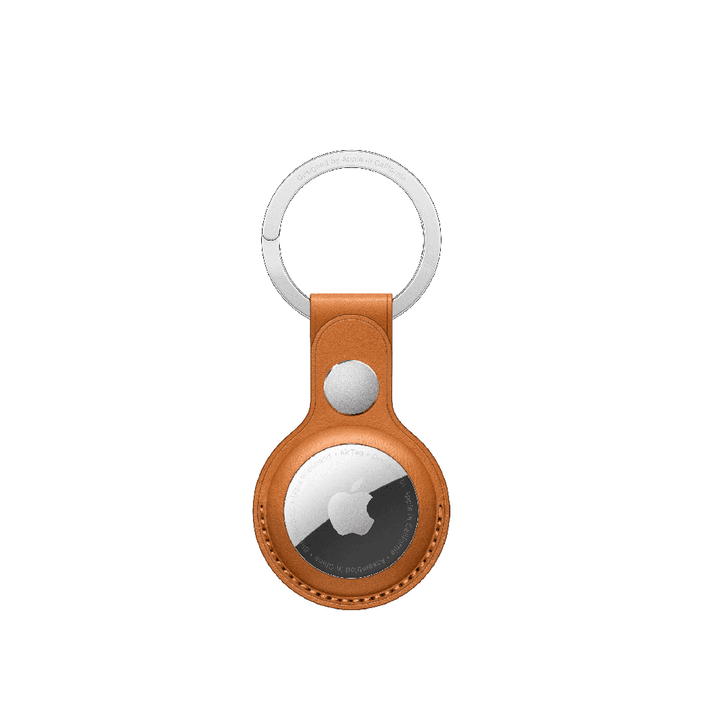 AirTag Leather Key Ring - Golden Brown